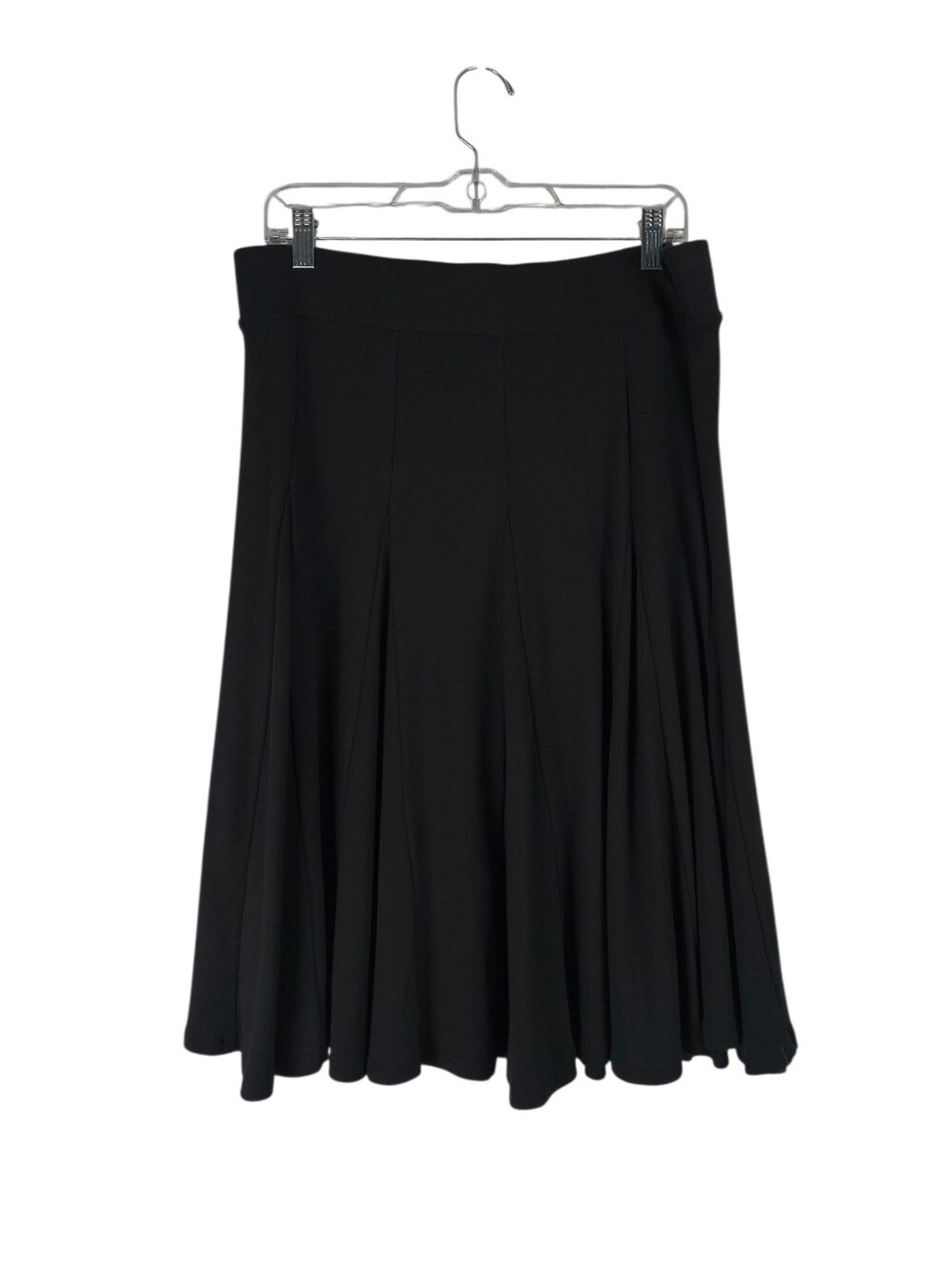 Talbots Skirt Women's L Petite Black Fit & Flare Skater Pleated Pull On Stretch